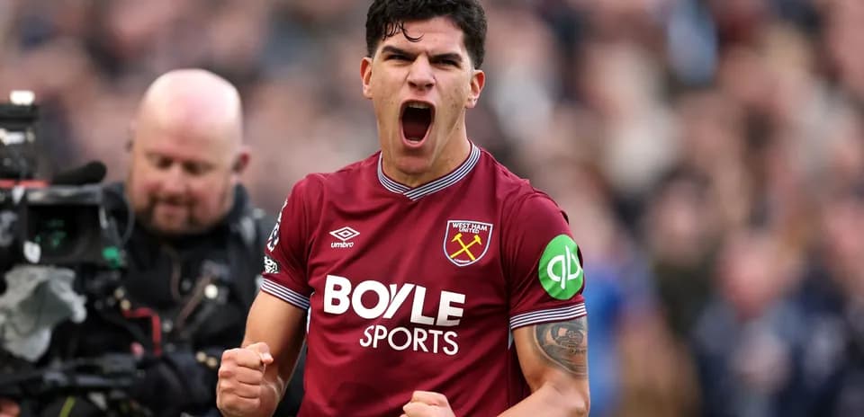 West Ham United player celebrating during match