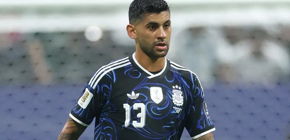 Player wearing Argentina jersey during match