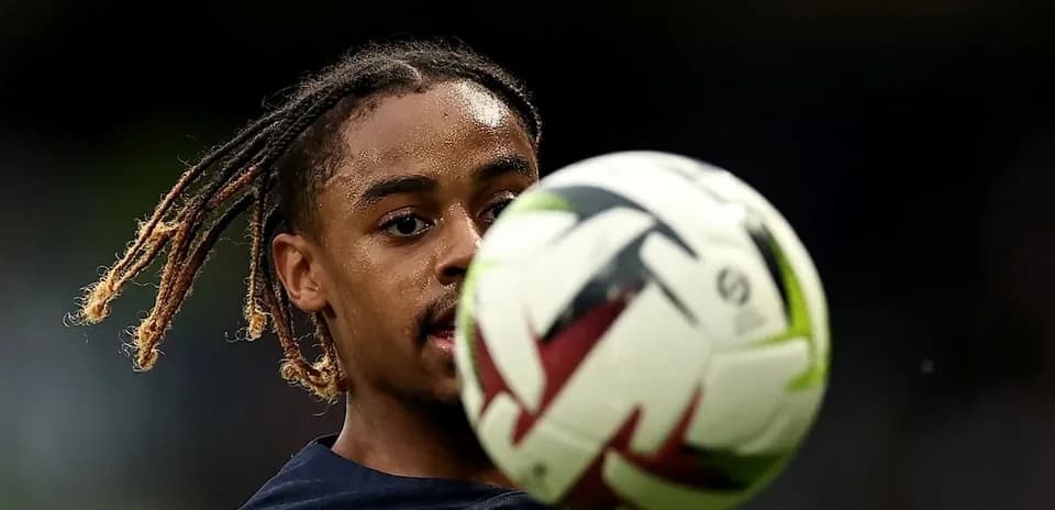 Player controlling the ball during training session