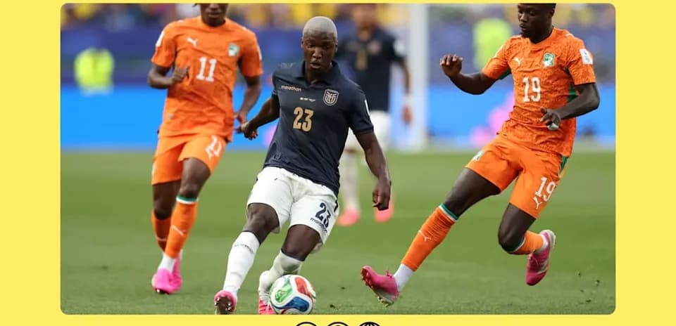 Player 23 dribbling past two opponents during match