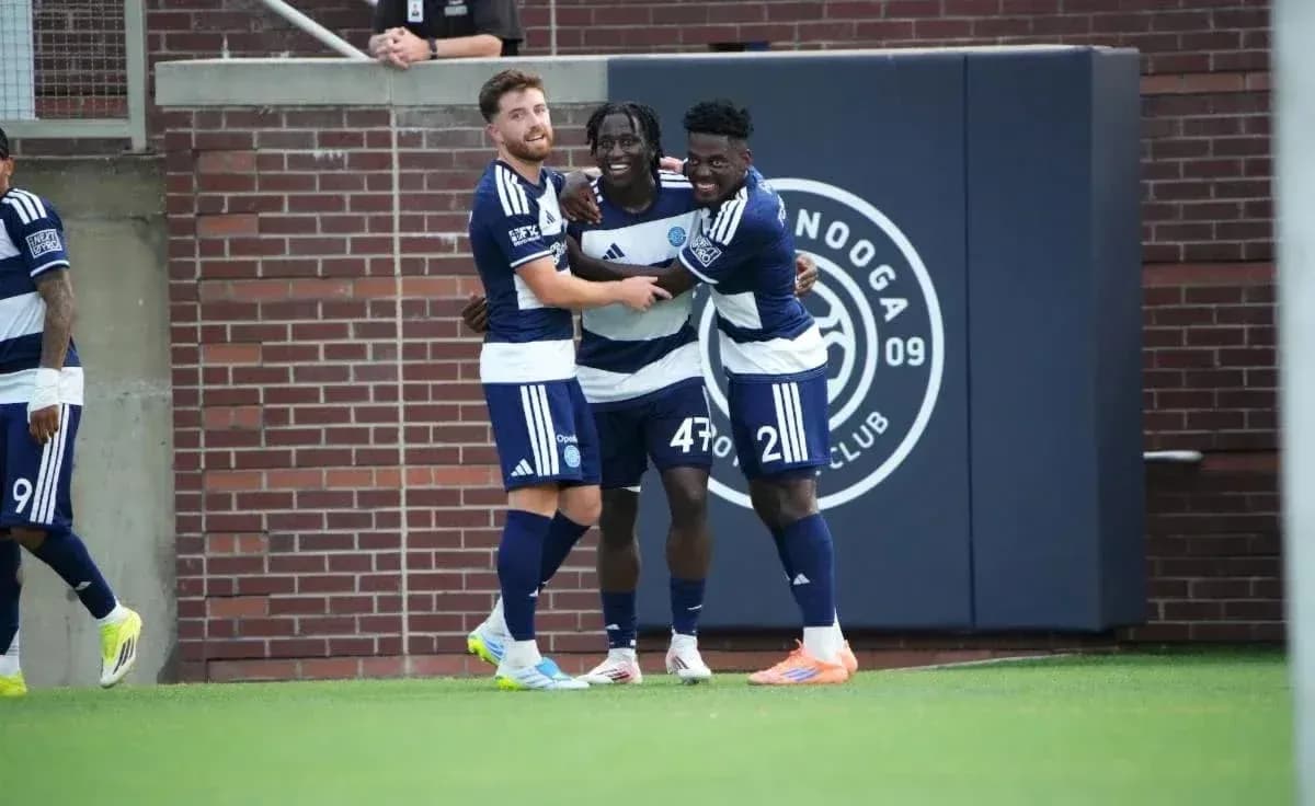 Chattanooga players celebrating a goal