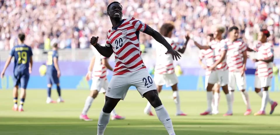 USA player celebrating during World Cup match
