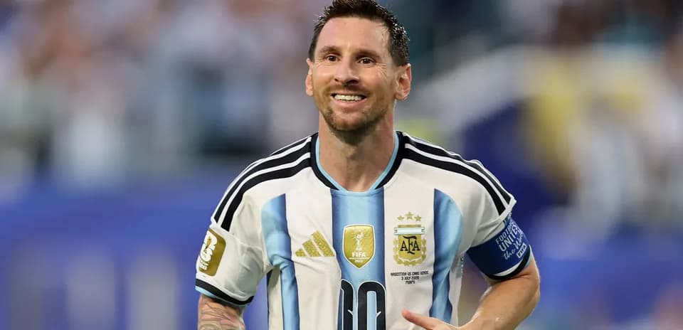 Lionel Messi celebrating during an Argentina match