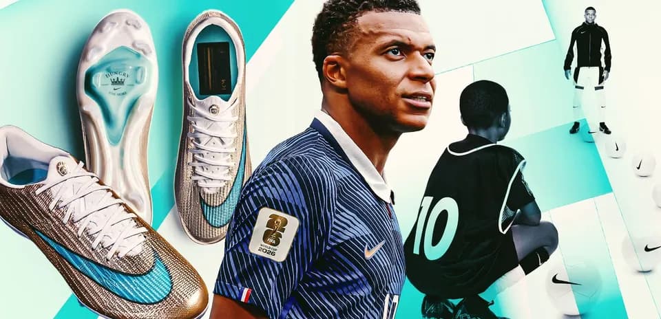 Kylian Mbappé promoting Nike football boots and training