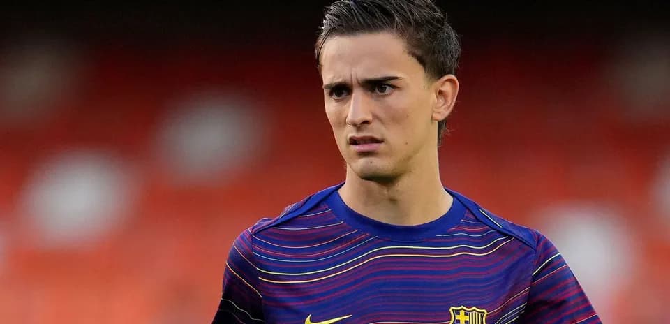 Player in Barcelona training kit on field