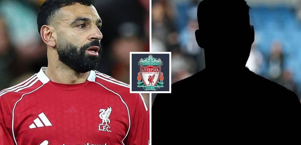 Mohamed Salah in Liverpool kit with silhouette background