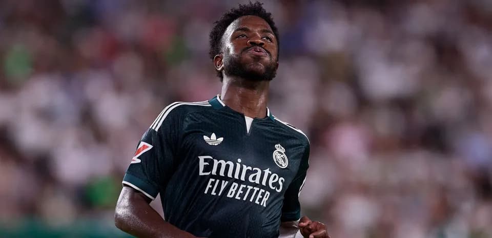 Player in Real Madrid jersey during match action