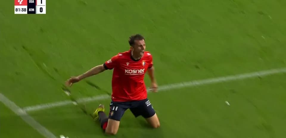Osasuna player celebrating a goal during match
