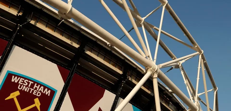 Exterior view of West Ham United stadium structure