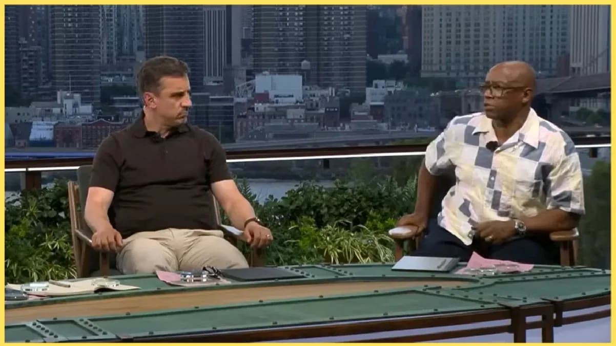 Two analysts discussing sports on a set