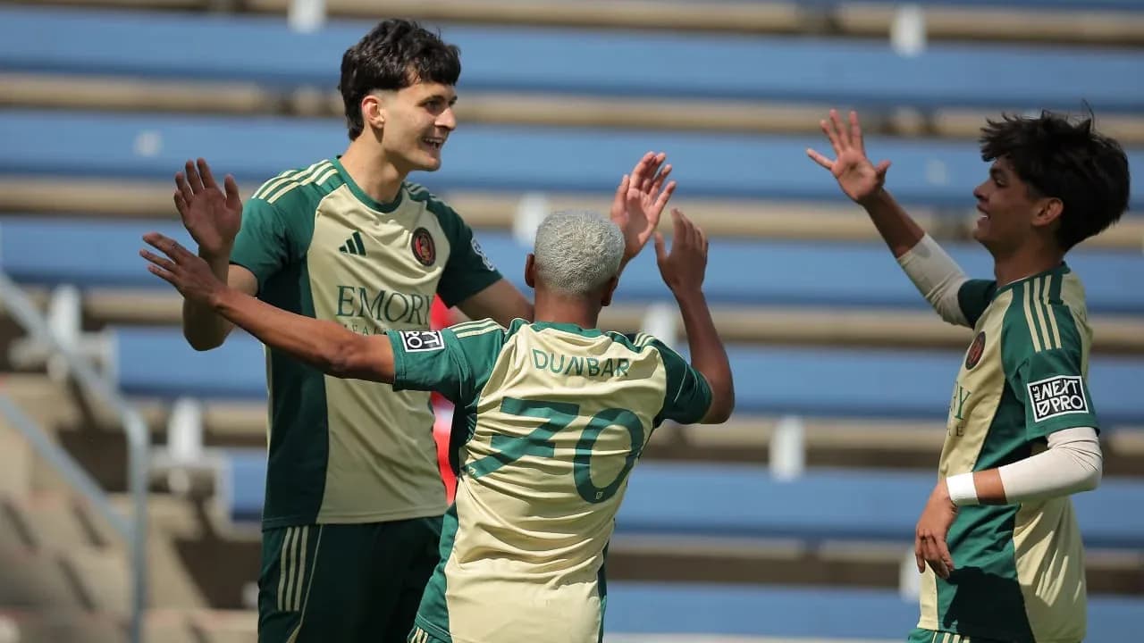 Atlanta United II players celebrating a goal