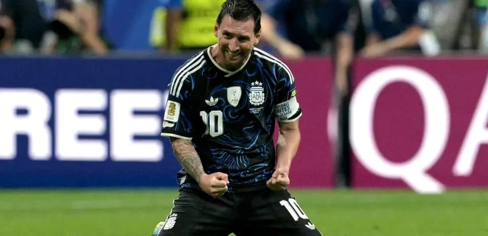 Lionel Messi celebrating on the field after match