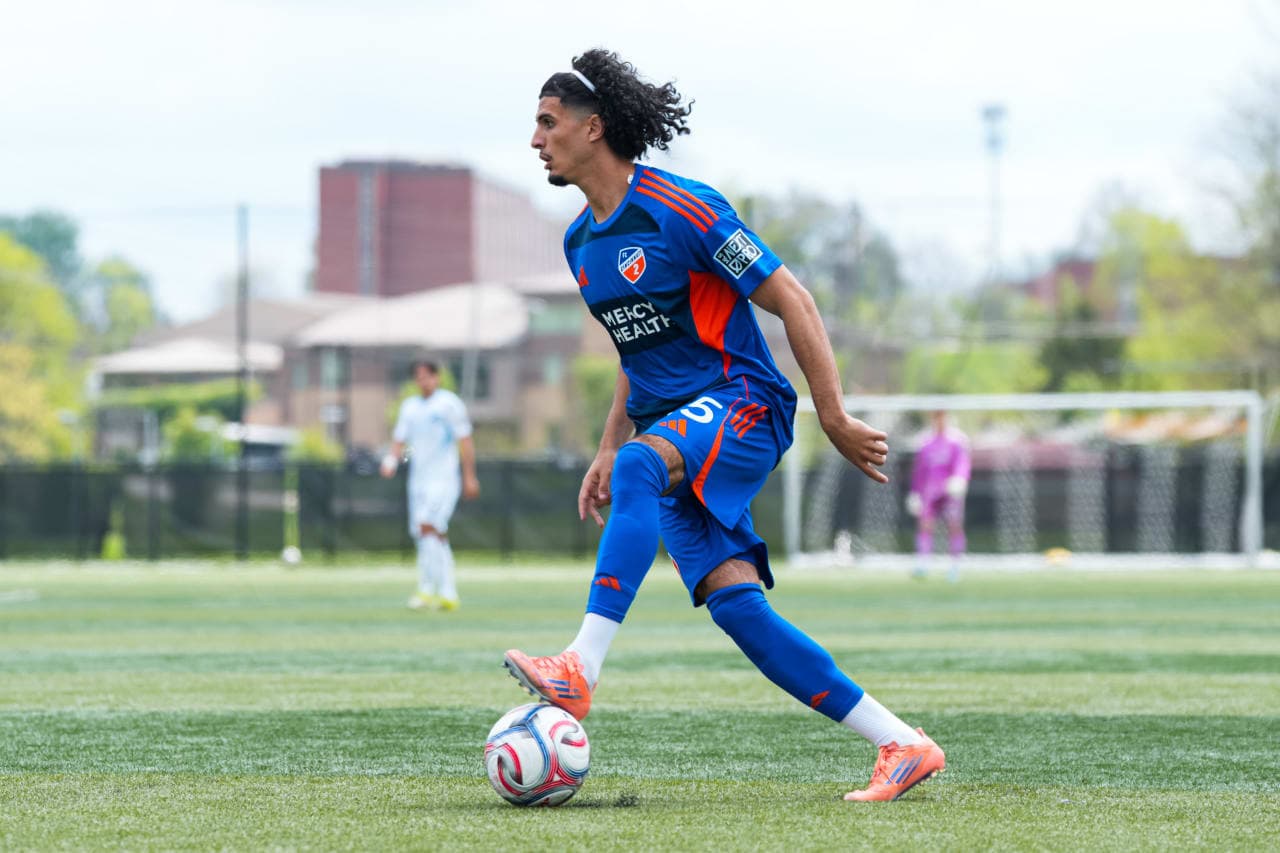 Player from FC Cincinnati II dribbling ball