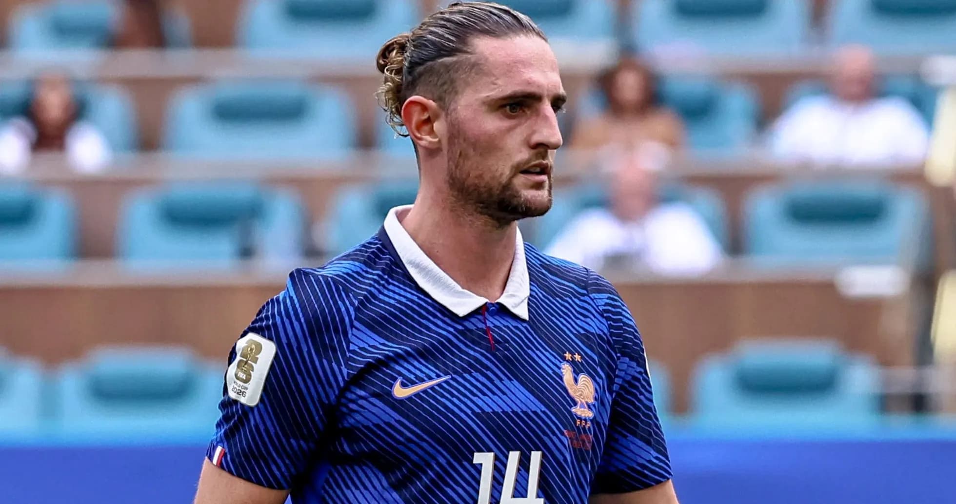 Player in France jersey during match action