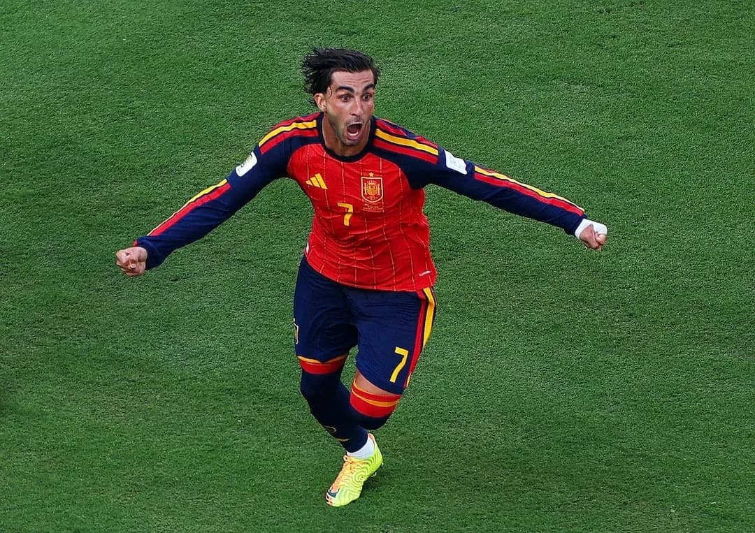 Spain player celebrating during World Cup match