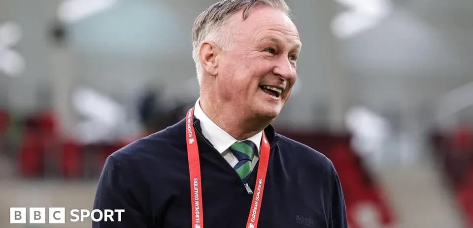 Coach smiling in stadium during European Qualifiers