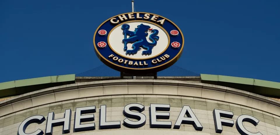 Chelsea FC logo displayed on stadium entrance