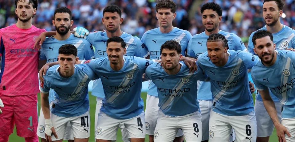 Manchester City team posing for group photo