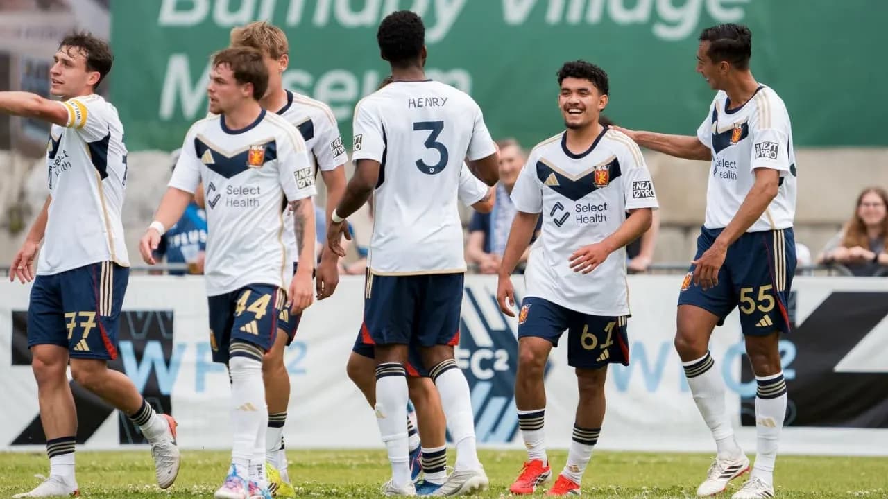 Real Monarchs players celebrating a goal