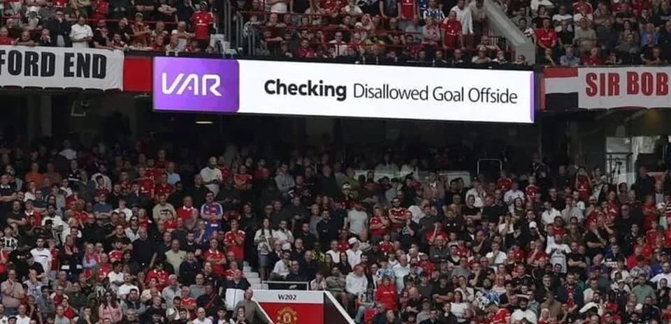 Crowd reacting to VAR decision on disallowed goal