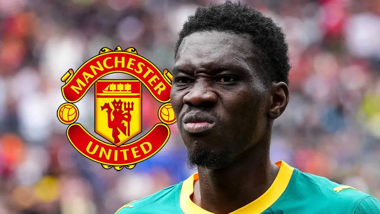 Player wearing green jersey with Manchester United logo