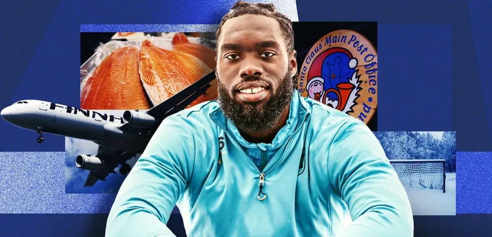 Athlete in turquoise jacket with various backgrounds