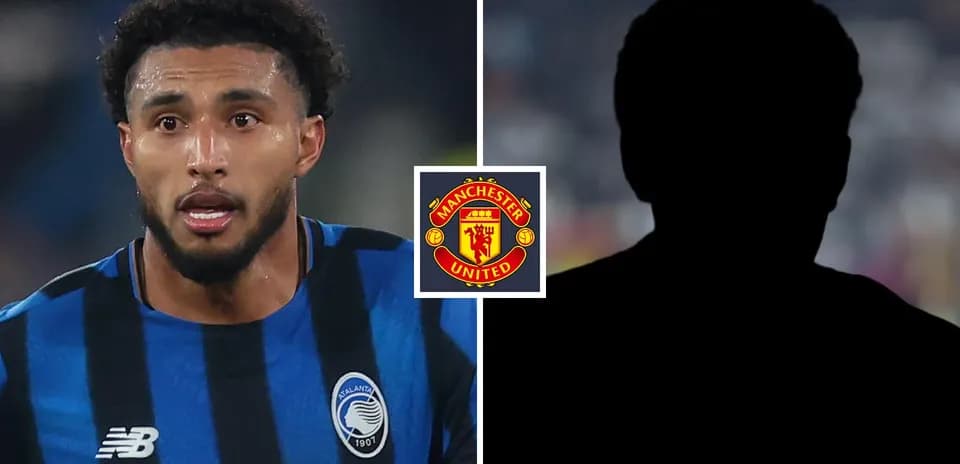 Atalanta player in blue jersey with Manchester United logo
