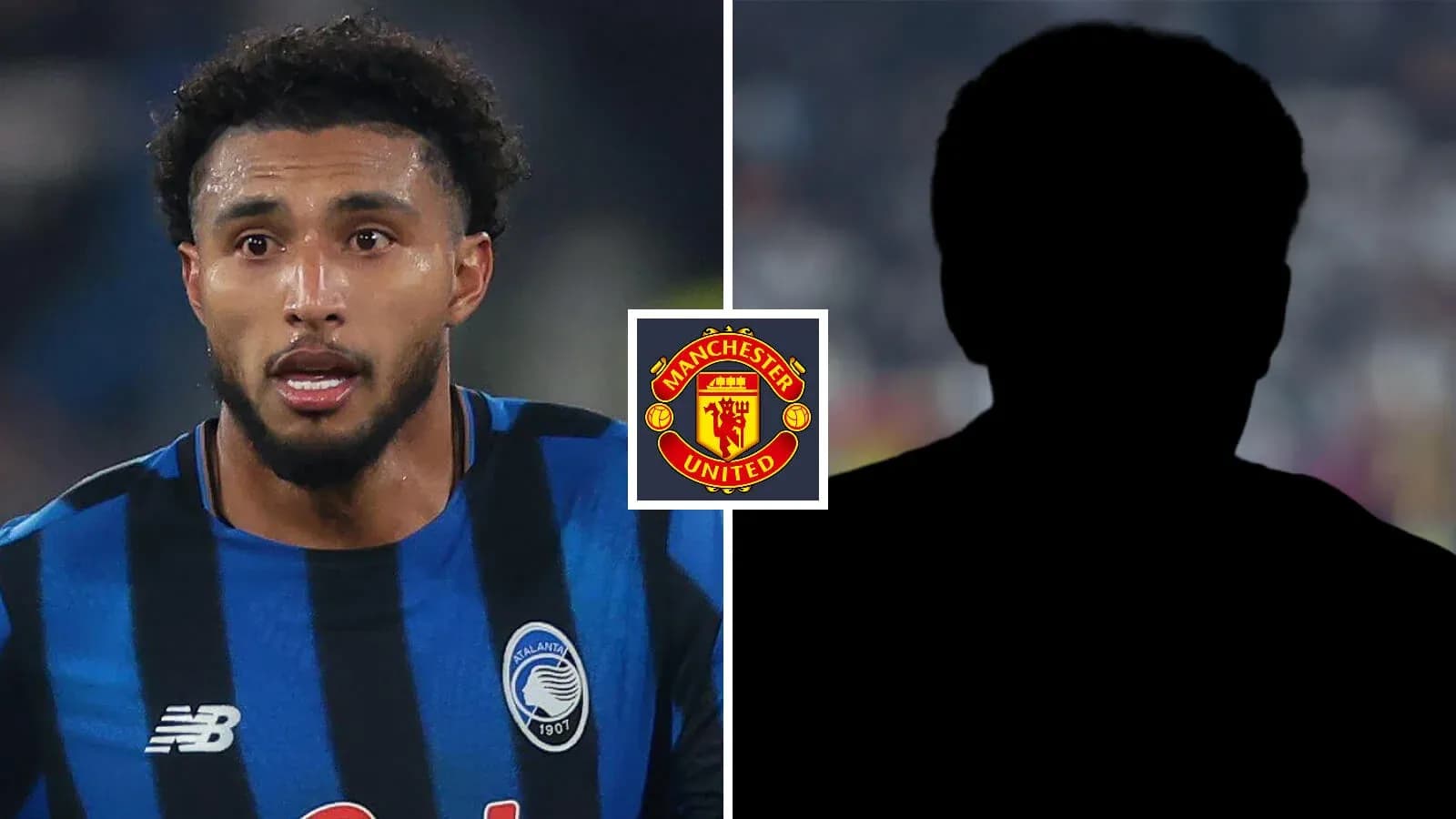 Atalanta player in blue jersey with Manchester United logo