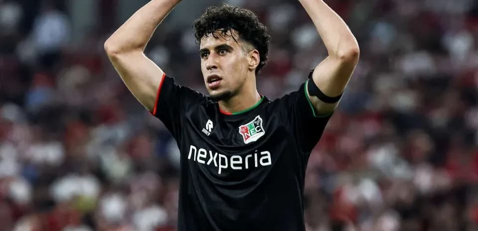 NEC player reacting during UEFA Champions League match