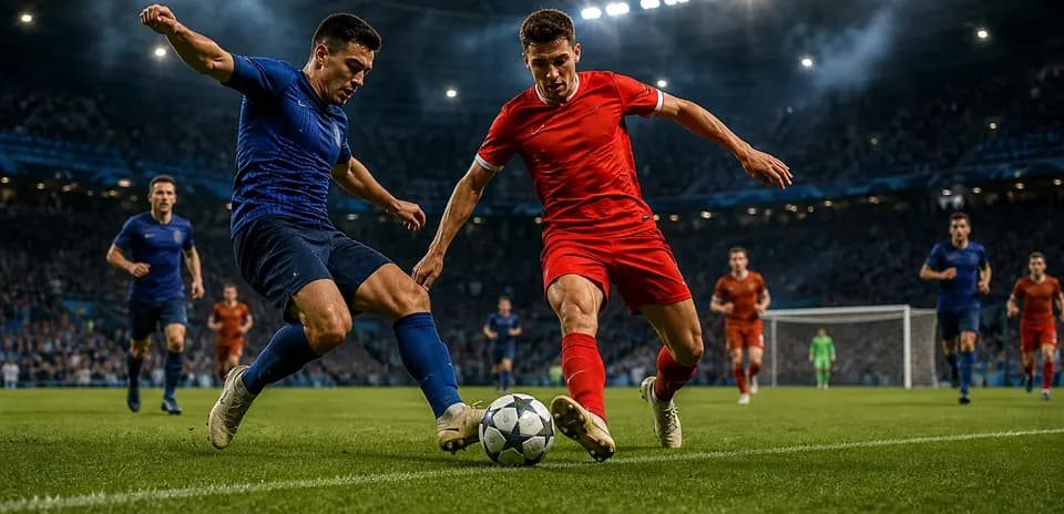 Dinamo Zagreb player challenging FC Thun opponent