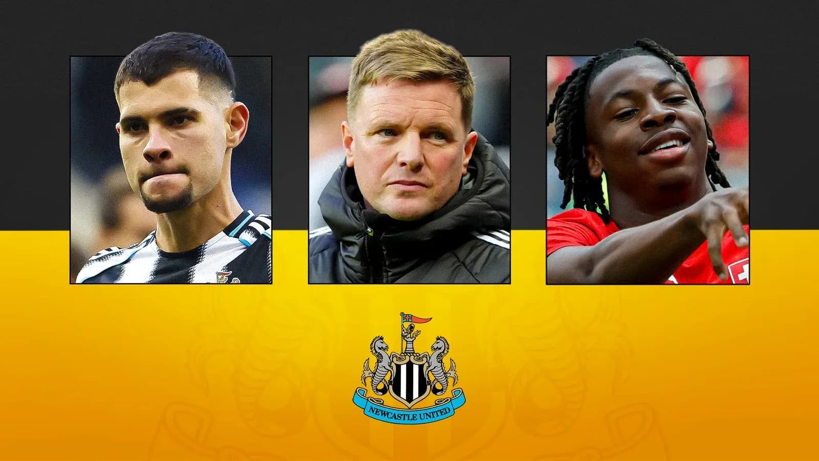 Three football players associated with Newcastle United