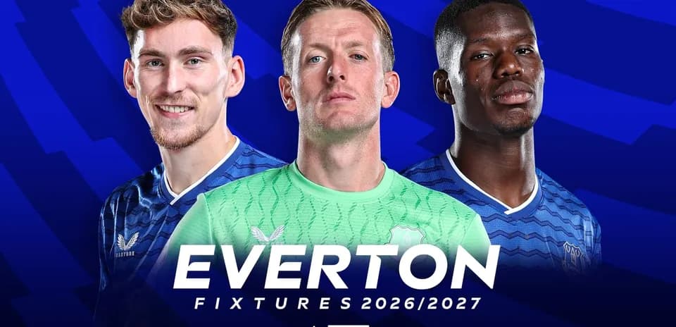 Everton players showcasing team kit for 2026/2027 season
