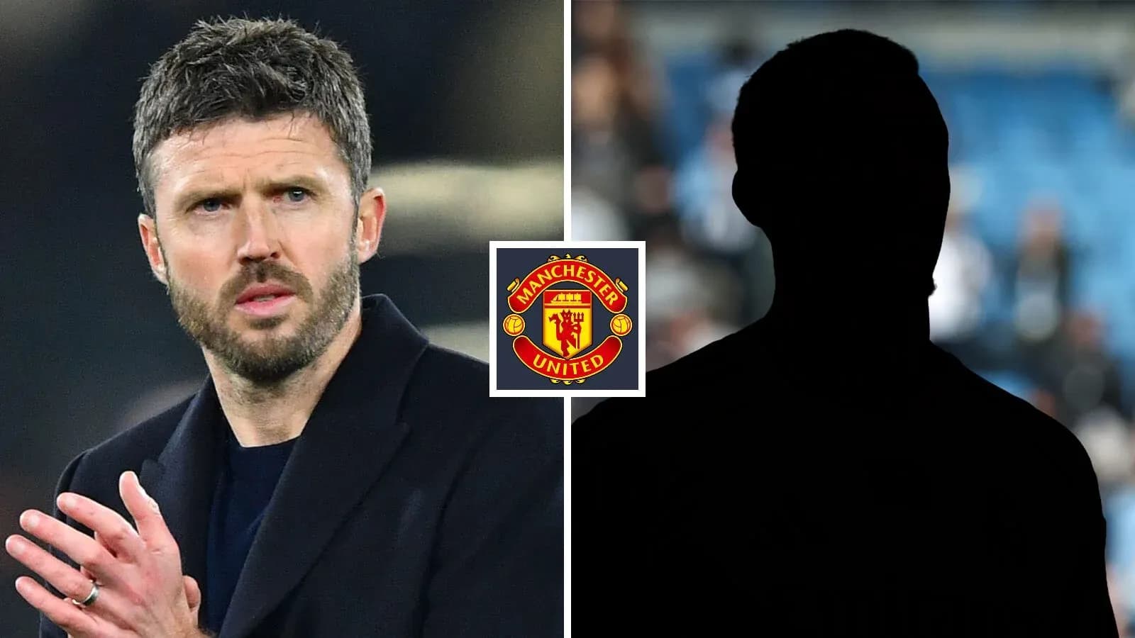 Michael Carrick applauding during a match, Manchester United logo