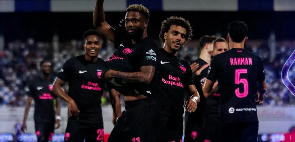 Sabah FA players celebrating during UEFA match