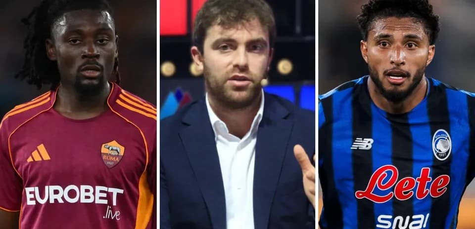 Three individuals: two football players and a commentator
