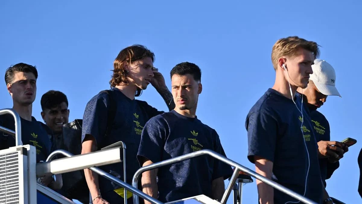 Players walking down steps in training gear