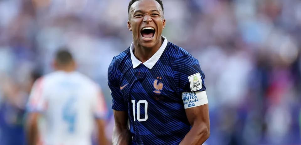 Player celebrating during match in France jersey