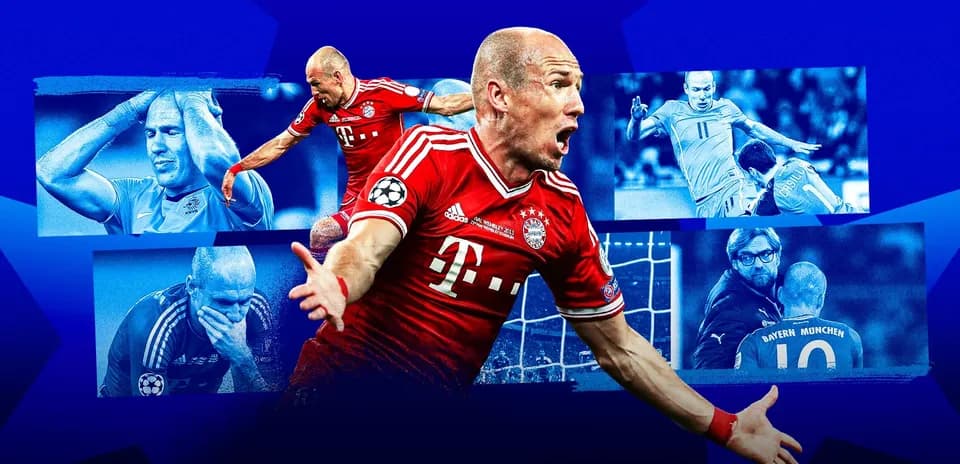 Arjen Robben celebrating goal for Bayern Munich
