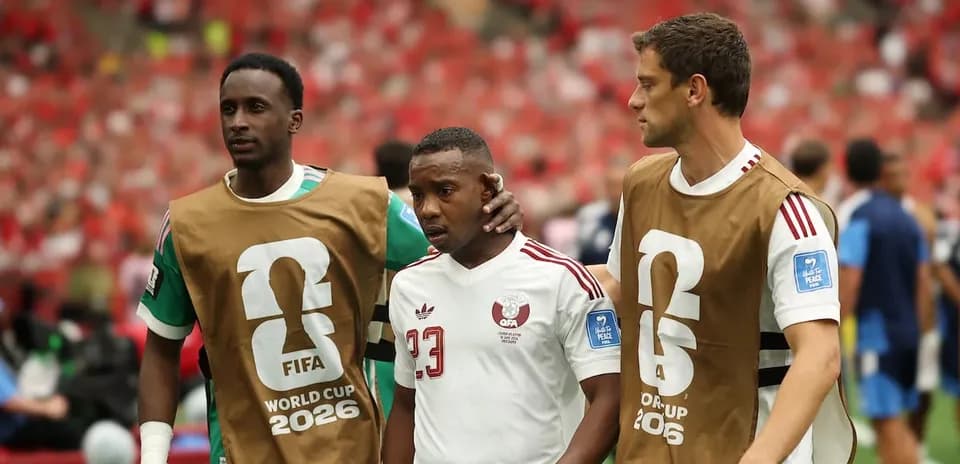 Players walking off field during World Cup match
