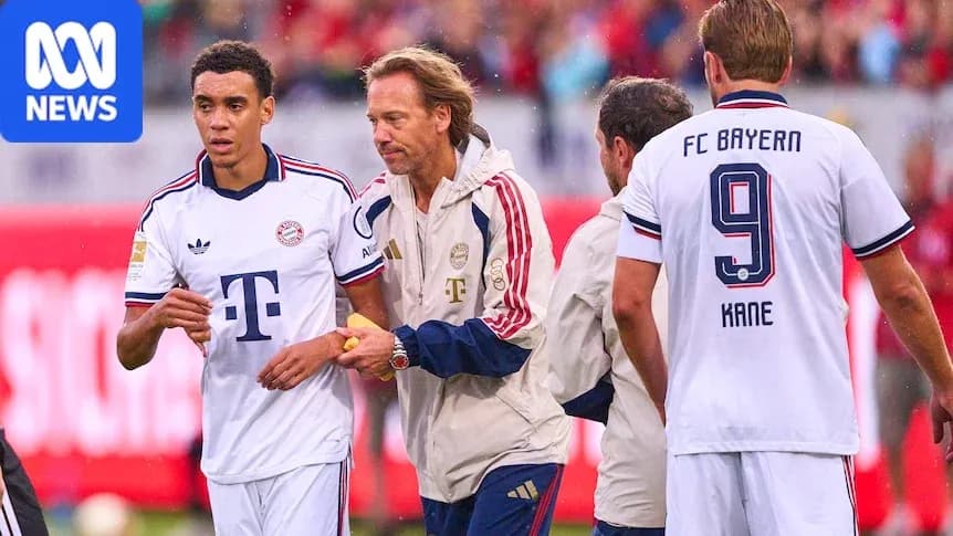 Bayern Munich players and coach during substitution