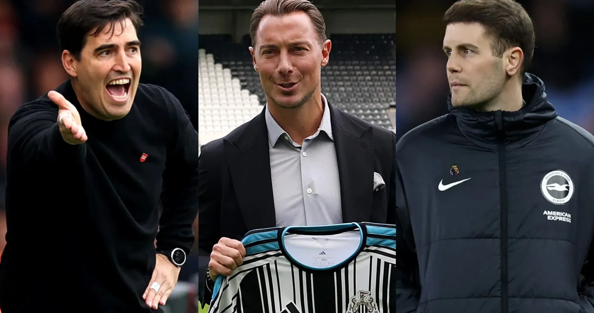 Three football managers on the sidelines and press events