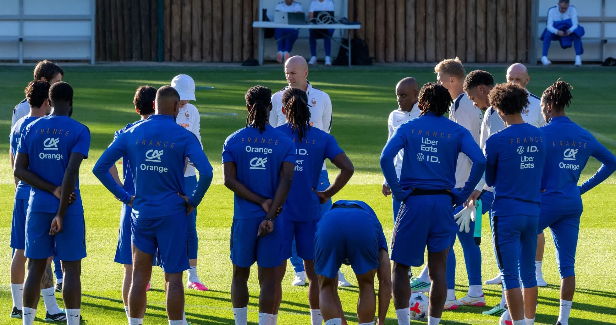 France football team gathered for training session briefing