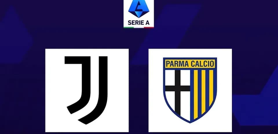 Juventus and Parma Calcio logos on Serie A background