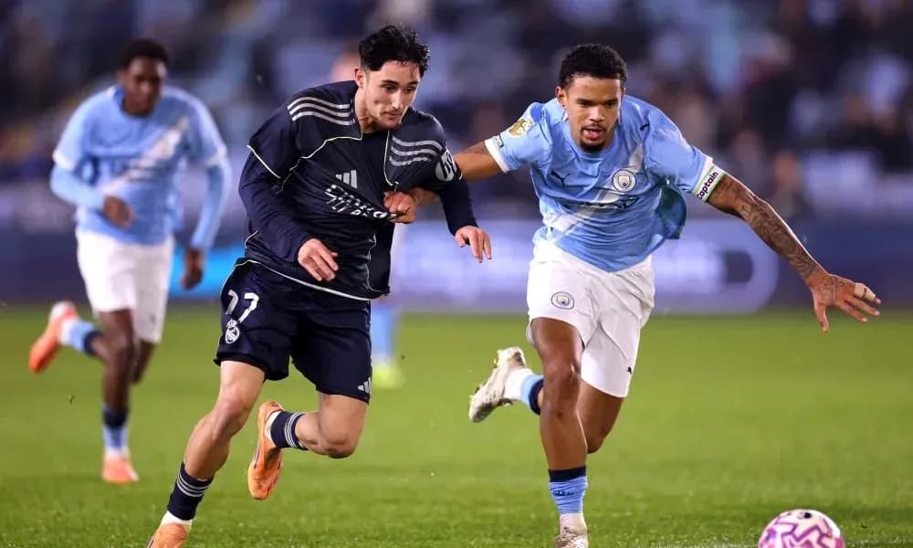 Players from Real Madrid and Manchester City in action