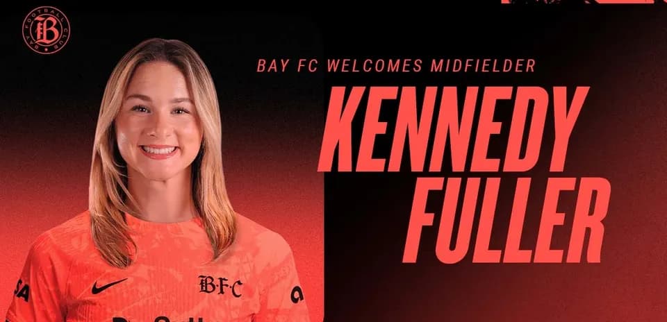 Kennedy Fuller wearing Bay FC jersey and smiling