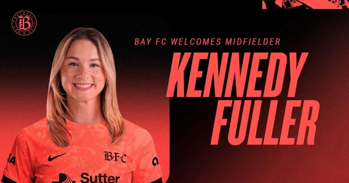 Kennedy Fuller wearing Bay FC jersey and smiling