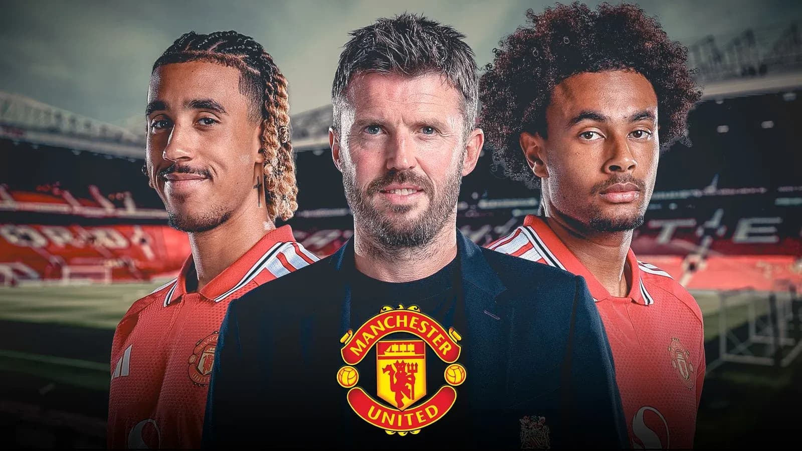 Manchester United players and coach at Old Trafford