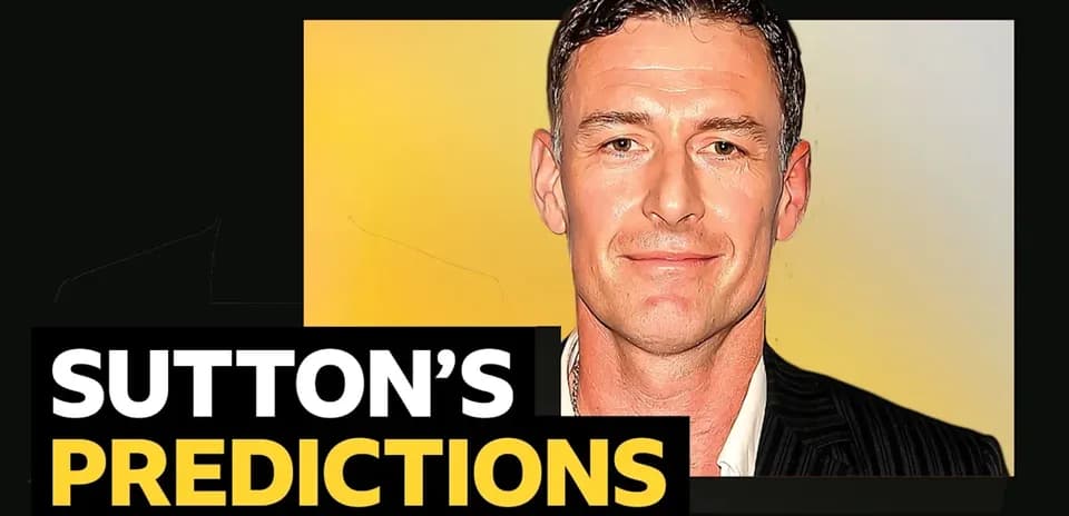 Man with short hair presenting predictions graphic
