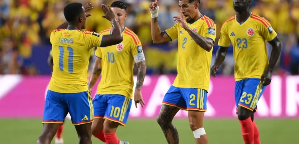 Colombian players celebrating a goal during match