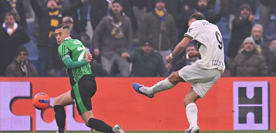 Parma player shooting during match against Sassuolo